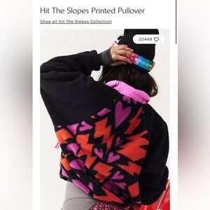 Like New Free People Movement Hit the Slopes printed pullover, size medium